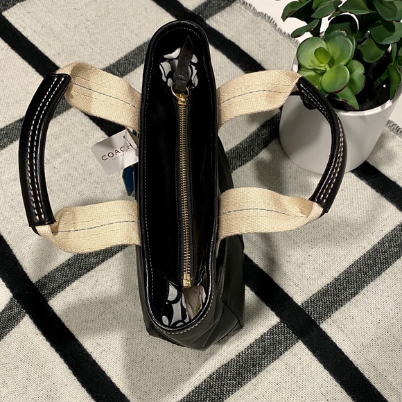 NWT COACH Hamptons Small Satin Tote Black L05M 126 - Picture 7 of 8